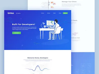 Github || Landing Page clean design flat github landing page light minimal ui ux web white