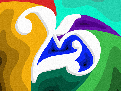 25 25 colorful contour fresh geographical design hand lettering multicolor numerics typography young