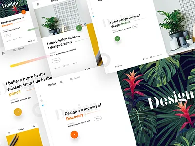 Split fold cards for blog blog cards design flower landing page minimal mobile presentation shapes split fold uidesign webdesign