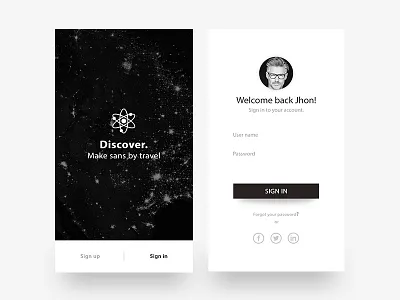 Splash And Sign In Page Concept app charity delete ios login map signup welcome zihad