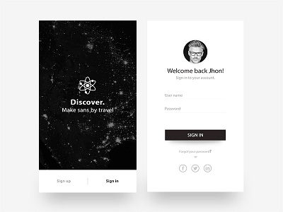 Splash And Sign In Page Concept app charity delete ios login map signup welcome zihad