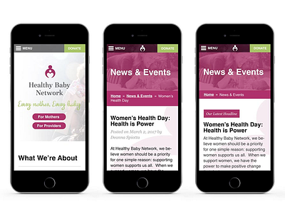 HBN Site baby directory mobile mockup mothers non profit perinatal