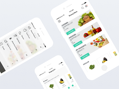 Grocers User Interface Design - #1 clean elements fruit grocers grocery iconography minimal typo ui user interface vegetables white