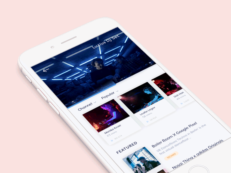 Boiler Room app app boilerroom concept interface ios mobile motion music player ui ux