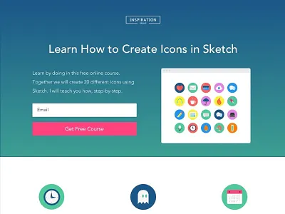Course Landing Page course course landing page form icons landing page minimalistic newsletter simple sketch testimonial web webinar