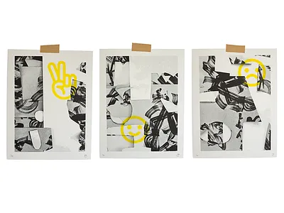 Scraps abstract happy icons illustration peace print riso sad texture
