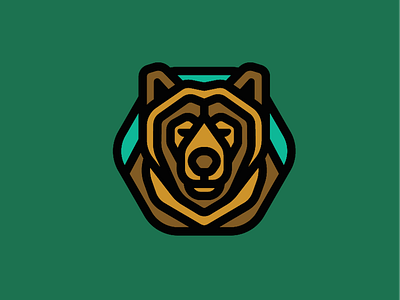 Bear badge bear camp explore forest green grizzly icon jungle patch wild woods