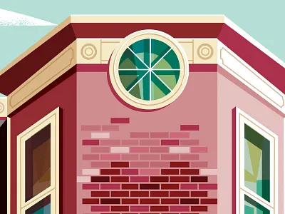 Boston Globe Magazine boston brownstone couple editorial illustration trees