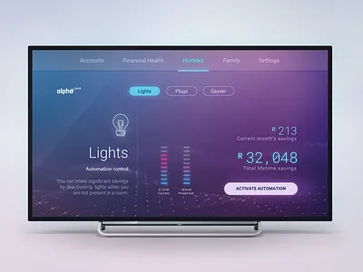 TV App app banking concept design home automation money management tv ui