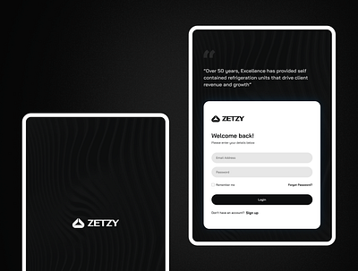 ZETZY - Splash & Login Screen - Tablet Design aesthetic design branding creative design design graphic design illustration login logo minimal ui product product design splash tablet design tablet ui ui ui design ui inspiration ux ux design website