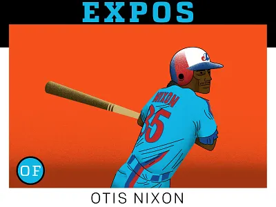 Otis Nixon Montreal Expos 1980s baseball character illustration montreal expos sports sports illustration
