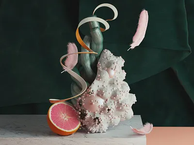 Florida Tribute 3d c4d coral feather florida grapefruit marble ocean octane velvet