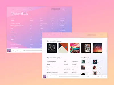 Music Player UI album app gradient music player player bar ui web