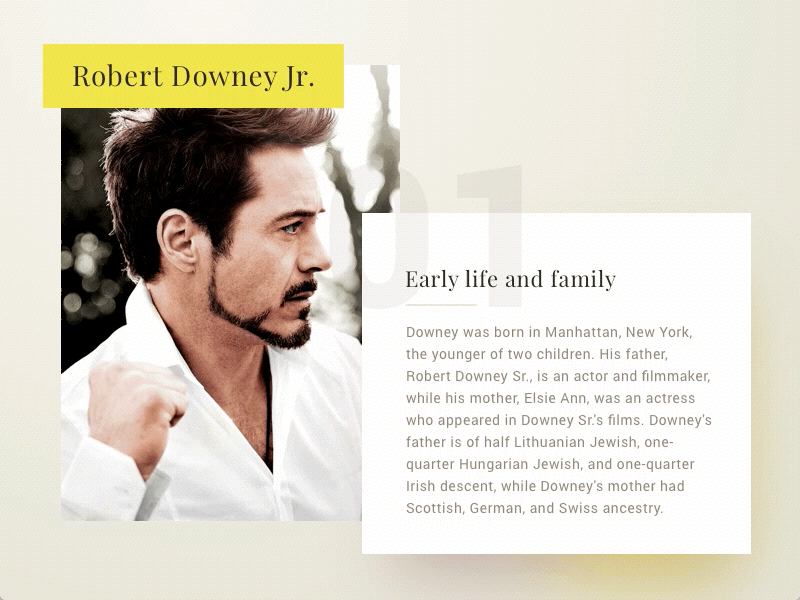 Profile animation clean minimal profile ui ux