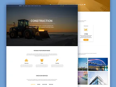 Construction Landing Page architect bootstrap business contruction design landignpage meterial design portfolio