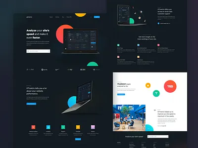 Page Speed Test Landing page clean dark dashboard gtmetrix landing page promotion web website