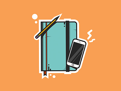 Essentials blue dribbble dribbble shot essentials illustrator iphone notebook pencil photoshop