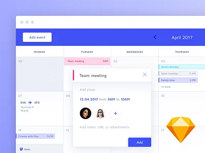Calendar (.sketch) blue calendar dashboard free freebie interface minimal page sketch ui ux website