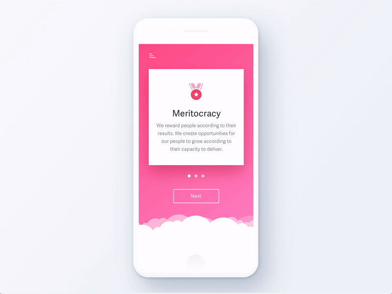 Mobile Page Menu app color menu mobile motion principle ui ux