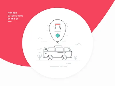 Illustration for Onboarding bus chair furniture go illustration manage onboarding rent subscription travel