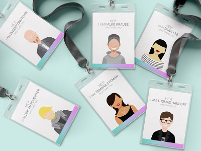 Workshop name tags characters designer illustration name tags print start up startup team workshop
