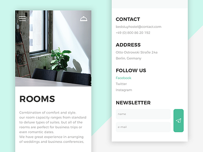 Bedstuy Hostel Website 2.0 | Responsive Rooms clean design green hostel hotel mobile responsive simple ui ux website white