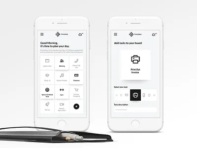 Task Planner App Concept app clean iphone minimal minimalism mobile monochrome planner productivity ui ux white