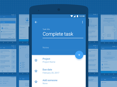 Android Wireframe Kit android feed popover profile prototype sign in walkthrough wireframe
