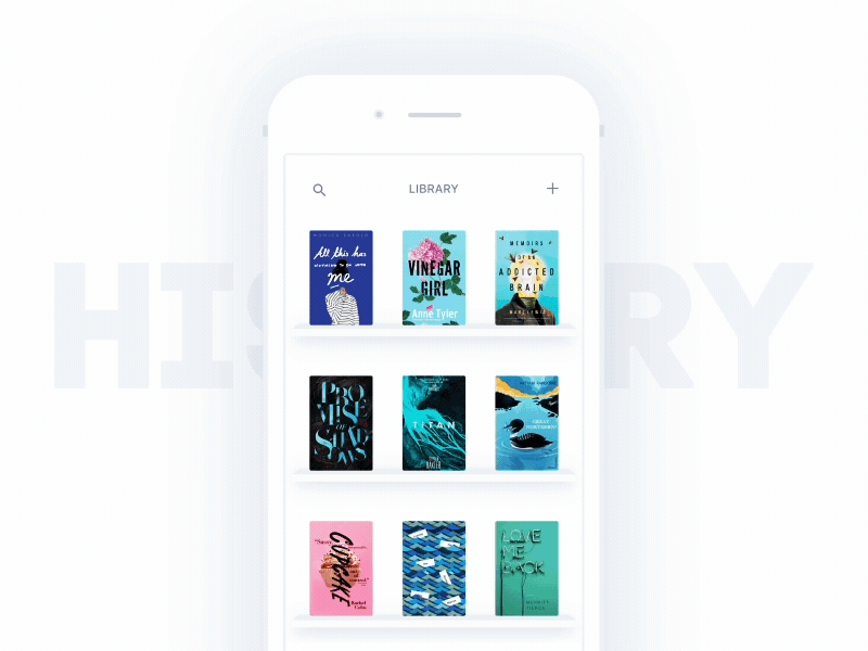 History Animation ae books clean gif history light reading reviews ui ux