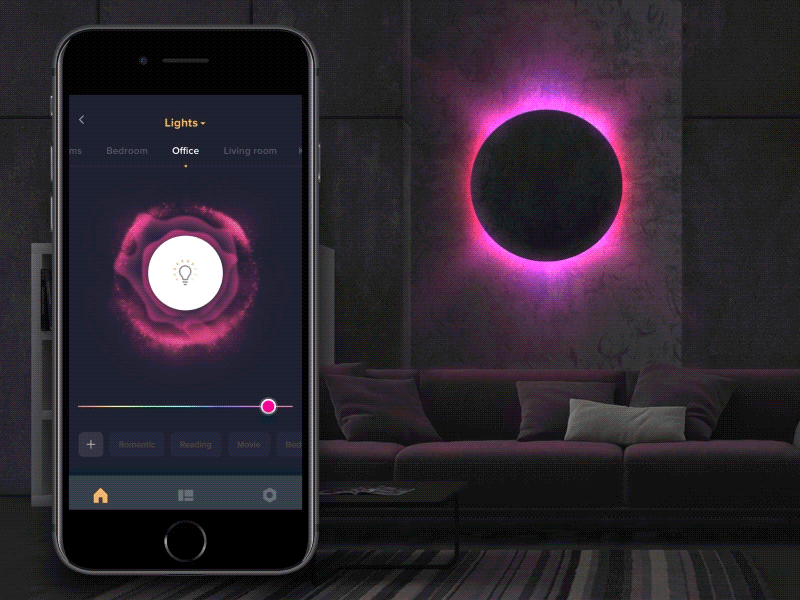 Smart Home - Pre-defined modes ai artificial intelligence augmented futuristic lights mobile plat4m reality smart home smarthome ui ux voice