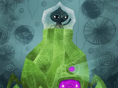 Pod2: Your pod forest transport has arrived (watch out for pods) concept design illustration procreate