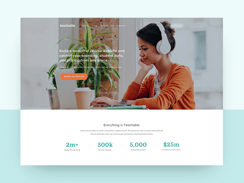 Teachable - Homepage Interaction 1 desktop graphic illustration interactive mograph motion ui ux ux choreography web