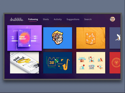Dribbble Apple TV App animation app apple tv dribbble gif principle prototype tvos ui ux
