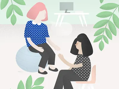 Empathy in the Office computer conversation empathy illustration modern office plants talking