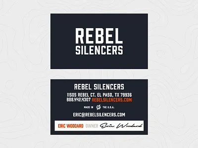 Rebel Silencers Business Cards branding business cards design gun identity logo mark print silencer stationery texas