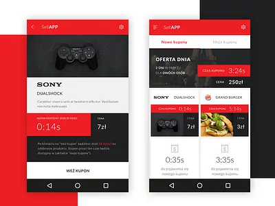 Coupons App app clean coupons mobile red shot ui ux