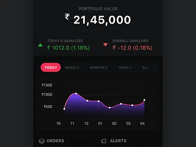 Stock Portfolio 999watt dark ui debut interface mobile app portfolio stock ui