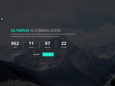 Olympus - Responsive Coming Soon Template ajax athenastudio comingsoon countdown image olympus php responsive retina slideshow subscribe theme