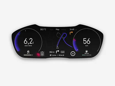 HMI v2 car dashboard design hmi icon map navigation ui ux