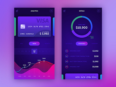 Credit Card Analytics analytics app bonus card credit interface mobile ui ux visa