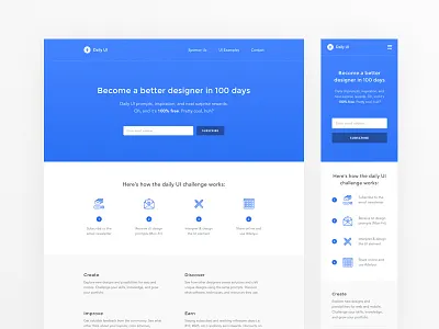 Daily UI #100 - Daily UI Landing Page 100 concept dailyui email newsletter home page icon landing page mobile responsive subscribe ui ux web