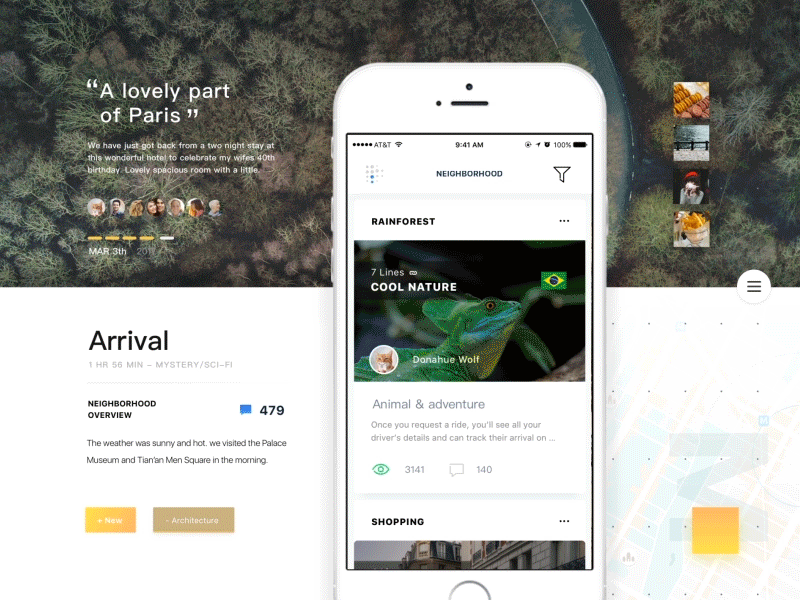 Layout Mode Switch app card concept find flow map navigation social travel ui ux