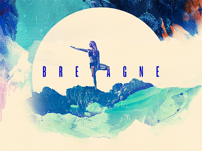 Bretagne double exposure watercolor yoga