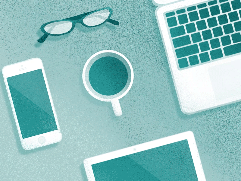 Things on the table app flat gif green illustration