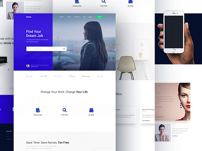 Hiremio homepage blue formal homepage job simple white