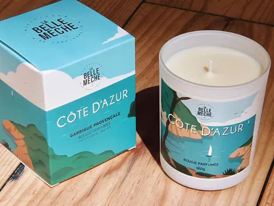 La Belle Mèche Candle Packaging cote dazure design illustration packaging