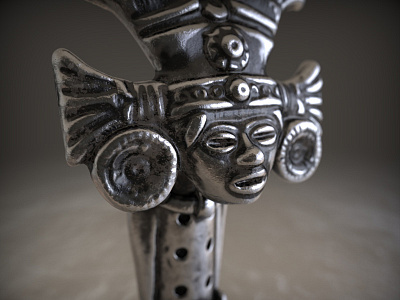 Mayan flute Rendering 3D 3d environment flute lights mayan metal occlusion realistic render