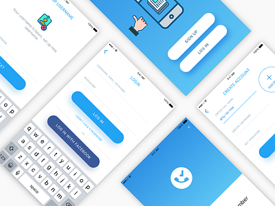 New KingsChat login screens flat illustration intro ios login mobile register shadow signin signup