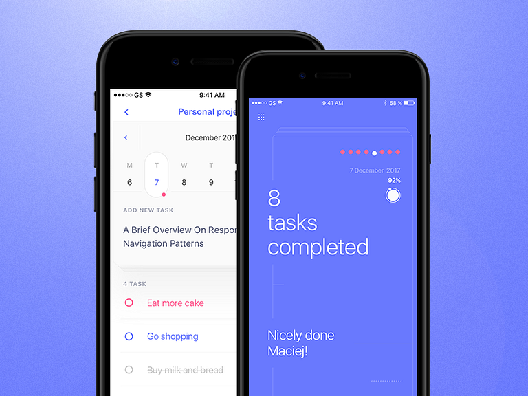 To Do Manager and Summary view by Maciej Karolczak on Dribbble