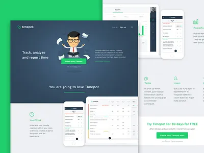🕗 Timepot - landing page landing page mvp saas time tracking ui ux web app